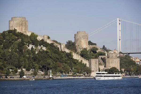 Rumeli Hisar fort and Fatih bridge, Bosphorus, Istanbul, Turkey, Europe