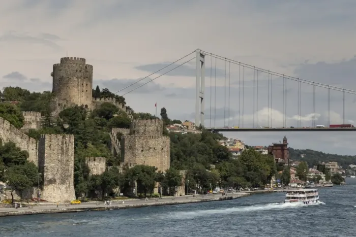 Framed Print : Rumeli Hisari (Fortress of Europe) and Fatih Sultan Mehmet Suspension Bridge, Hisarustu, Bosphorus Strait, Istanbul, Turkey, Europe Framed Print : Rumeli Hisari (Fortress of Europe) and Fatih Sultan Mehmet Suspension Bridge, Hisarustu, Bosphorus Strait, Istanbul, Turkey, Europe