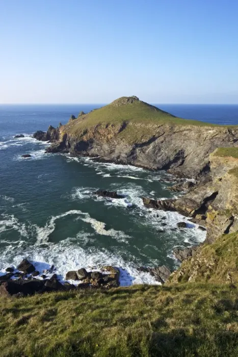 Framed Print : The Rumps in spring sunshine, Pentire Headland, Cornwall, England, United Kingdom, Europe