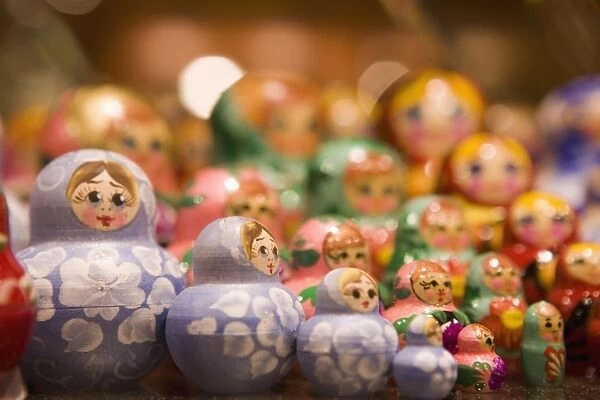 Russian dolls in shop, Old Town, Prague, Czech Republic, Europe