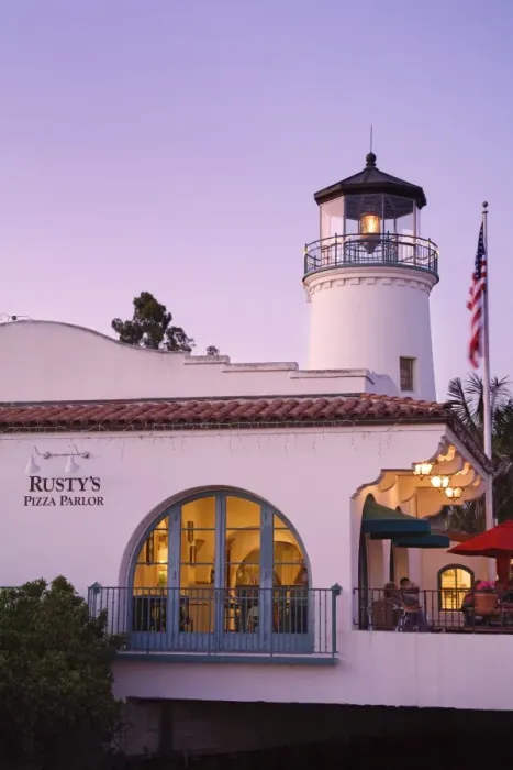 Framed Print : Rustys Pizza Parlor, Cabrillo Boulevard, Santa Barbara Harbor, California