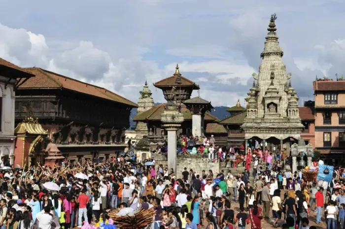 Framed Print : Sa-Paru Gaijatra Festival, Durbar Square, Bhaktapur, UNESCO World Heritage Site
