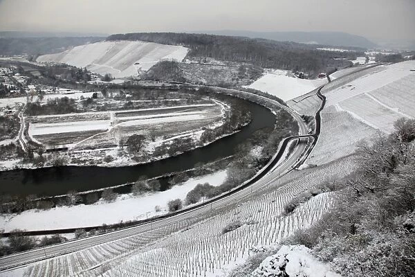 Saar Valley near Kanzem in winter, Rhineland-Palatinate, Germany, Europe
