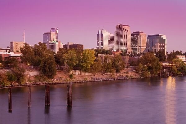 Sacramento River and skyline, Sacramento, California, United States of America