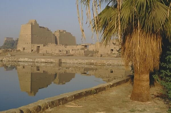Sacred lake of Amun, precinct of Amun, Karnak, Luxor, Thebes, Egypt, North Africa, Africa