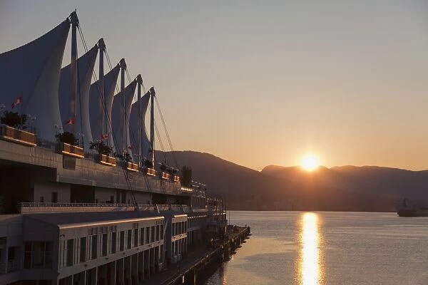 The Saild of Canada Place at sunrise, Downtown Vancouver waterfront, Vancouver
