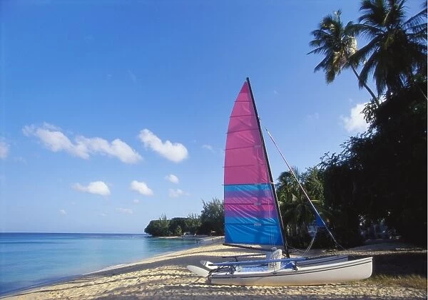 Sailing Boat on Paynes Bay, Barbados, Caribbean
