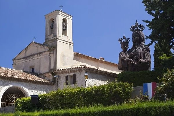 Saint Hospice chapel with statue of Madonna and Child, Saint-Jean-Cap-Ferrat, Provence-Alpes-Cote d Azur, Provence, France, Europe