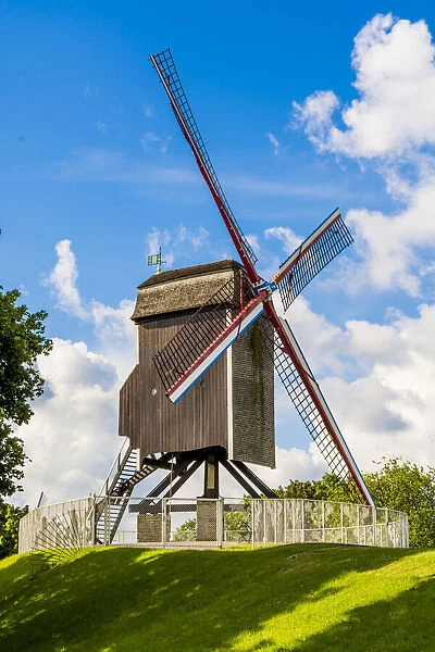 Saint Janshuis Mill windmill on the Kruisvest, Bruges, UNESCO World Heritage Site
