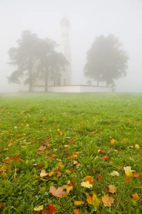 Framed Print : Saint Koloman Church in fog, near Fussen, Bavaria, Germany, Europe Framed Print : Saint Koloman Church in fog, near Fussen, Bavaria, Germany, Europe