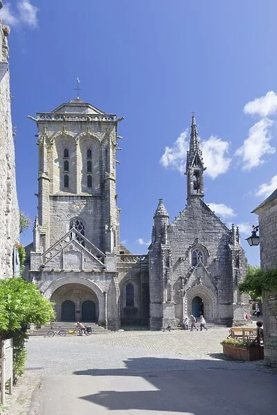 Saint Ronan church and Chapelle de Penity at Grand Place, Locronan, Finistere, Brittany, France, Europe
