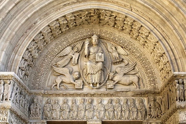 Saint-Trophime cathedral tympanum, Arles, Bouches du Rhone, Provence, France, Europe