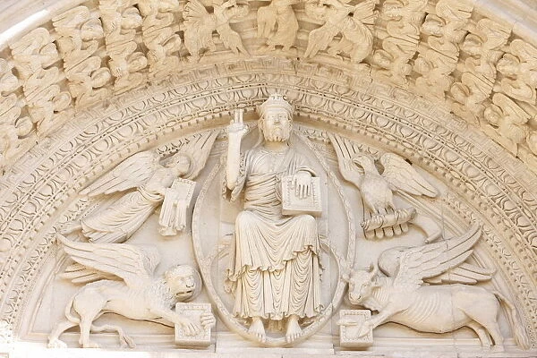 Saint-Trophime church tympanum, Arles, Bouches-du-Rhone, France, Europe