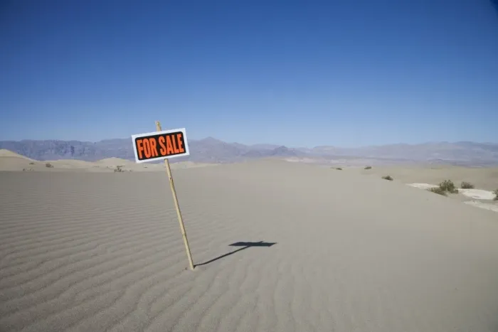 Framed Print : For Sale sign in desert Framed Print : For Sale sign in desert