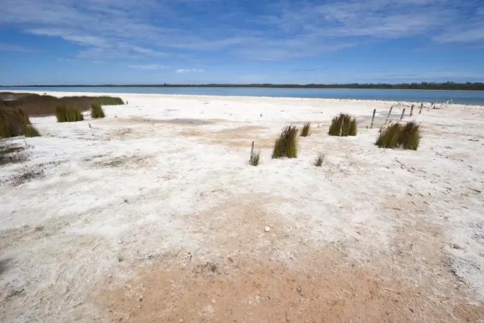 Framed Print : Salt and algal deposits at Lake Clifton, one of a string of coastal lakes south of Mandurah Framed Print : Salt and algal deposits at Lake Clifton, one of a string of coastal lakes south of Mandurah