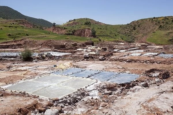 Salt evaporation ponds, Ourika Valley, Atlas Mountains, Morocco, North Africa, Africa