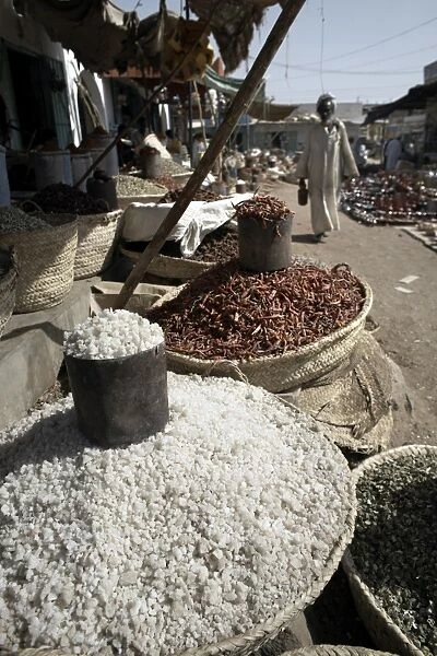 Salt and other food stuffs on sale in the Souq at Kassala