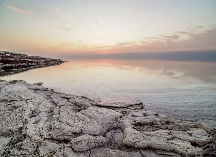 Framed Print : Salt formations on the shore of the Dead Sea at dusk, Karak Governorate, Jordan Framed Print : Salt formations on the shore of the Dead Sea at dusk, Karak Governorate, Jordan