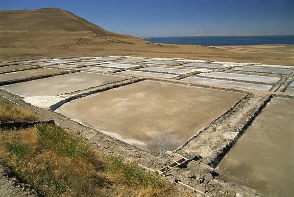 Salt pans close to Lake Van, Kurdistan, Anatolia, Turkey, Asia Minor, Eurasia