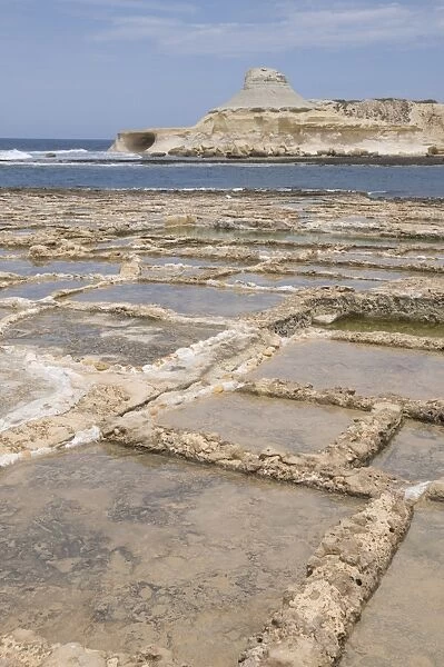 Salt pans at Qbajjar, near Marsalforn, Gozo, Malta, Mediterranean, Europe