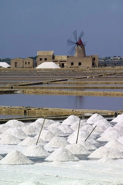 Salt pans, Saline, Sicily, Italy, Europe