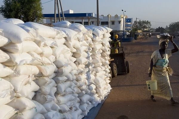 Salt sacks in the market, Sikasso, Mali, Africa