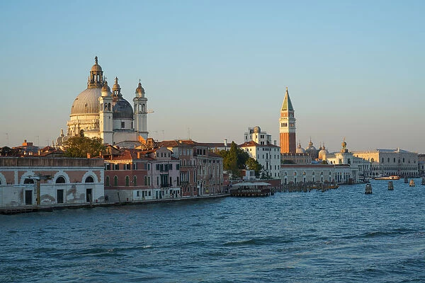Salute Church, Doges Palace, St. Marks tower and basin, Venice Lagoon, Venice