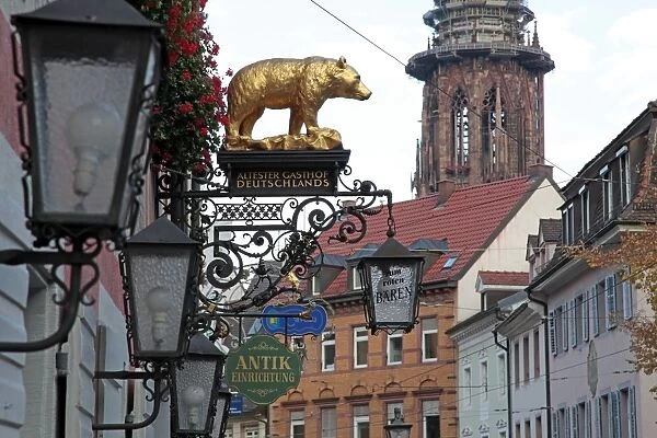 Salzstravue and Minster, Old Town, Freiburg, Baden-Wurttemberg, Germany, Europe