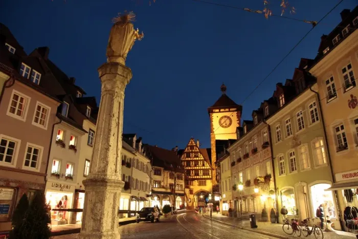 Framed Print : Salzstravue and Schwabentor, Old Town, Freiburg, Baden-Wurttemberg, Germany, Europe