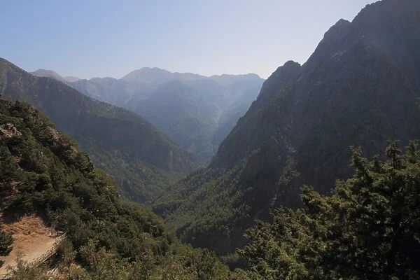 Samaria Gorge from lookout, Crete, Greek Islands, Greece, Europe