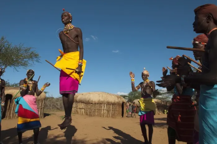 Framed Print : Samburu tribesmen performing traditional dance, Loisaba Wilderness Conservancy Framed Print : Samburu tribesmen performing traditional dance, Loisaba Wilderness Conservancy