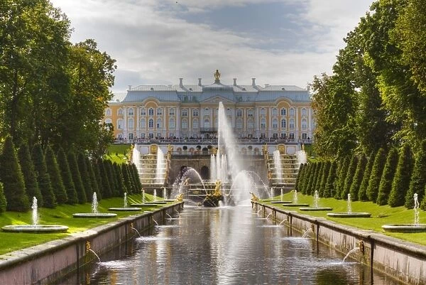 Samson Fountain, Great Palace, view from Sea Canal, Peterhof, UNESCO World Heritage Site, near St