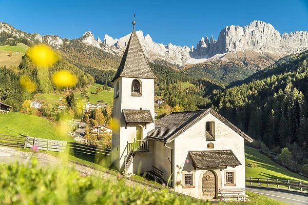 San Cipriano Romanesque Chapel, Tires Valley, Dolomites, South Tyrol, Italy, Europe