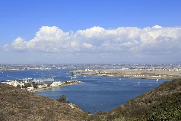 San Diego Bay viewed from Cabrillo National Monument, Point Loma, San Diego, California, United States of America, North America