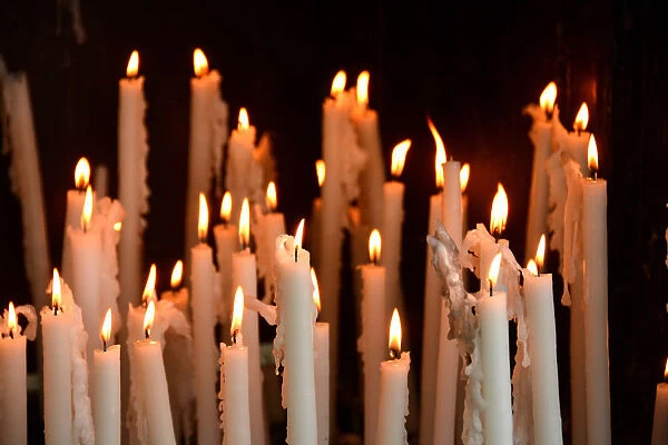 Sanctuary candles, Lourdes, Hautes Pyrenees, France, Europe