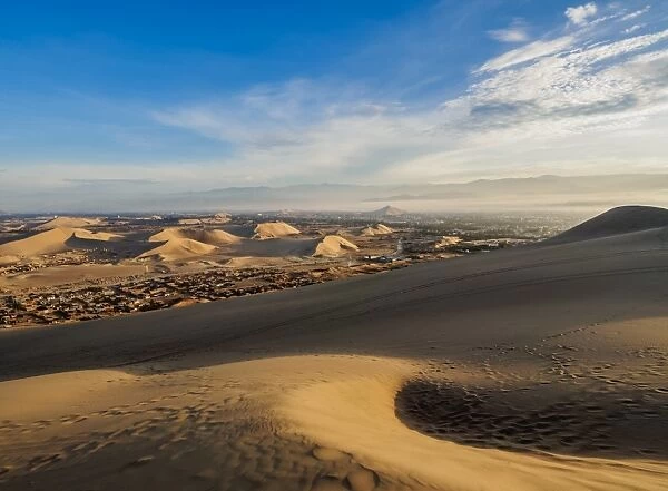 Sand dunes of Ica Desert near Huacachina, sunrise, Ica Region, Peru, South America