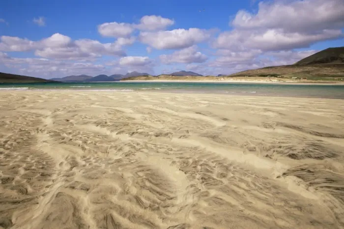 Framed Print : Sand patterns and view of hills Framed Print : Sand patterns and view of hills