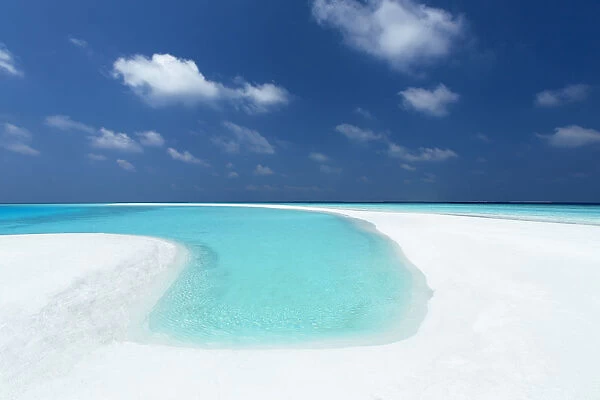 Sandbank and tropical lagoon, Maldives, Indian Ocean, Asia