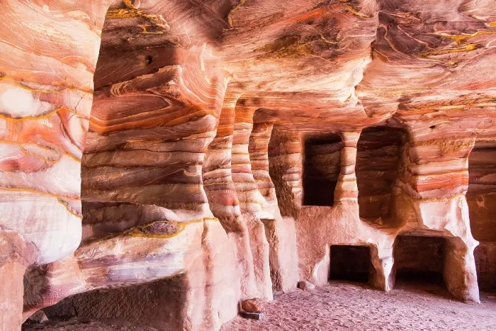 Framed Print : Sandstone caves, multicoloured due to various oxides, containing carved tombs, historic and archaeological Nabataean city of Petra, UNESCO World Heritage Site, Jordan, Middle East Framed Print : Sandstone caves, multicoloured due to various oxides, containing carved tombs, historic and archaeological Nabataean city of Petra, UNESCO World Heritage Site, Jordan, Middle East
