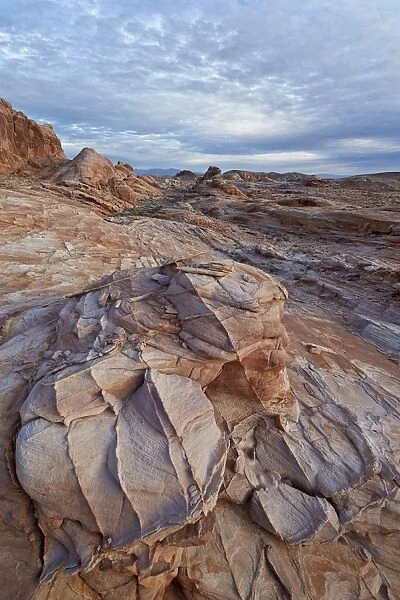 Sandstone formation with clouds, Valley of Fire State Park, Nevada, United States of America, North America