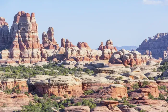 Framed Print : Sandstone pinnacles, Chesler Park, The Needles district, Canyonlands National Park, Utah