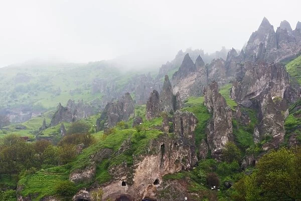 Sandstone rock formations, Syunik province, Armenia, Caucasus, Central Asia, Asia