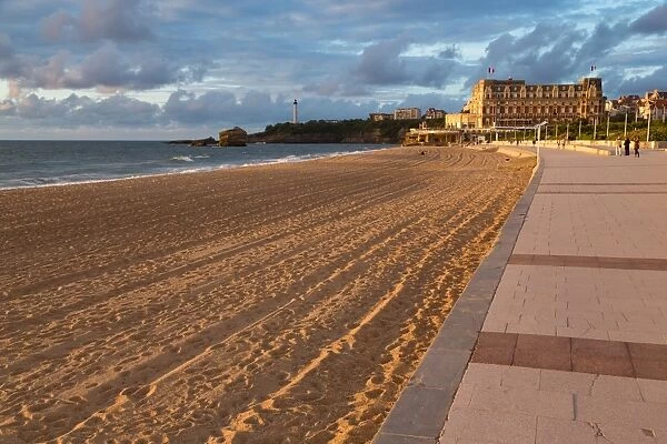 The sandy beach and promenade in Biarritz, Pyrenees Atlantiques, Aquitaine, France