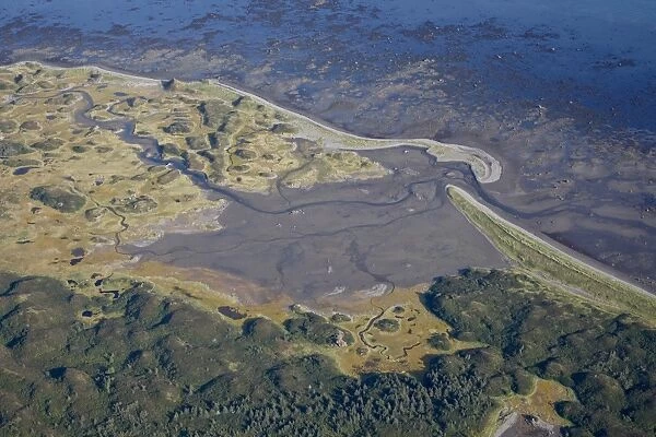Sandy coastline from the air, Alaska Peninsula, Alaska, United States of America