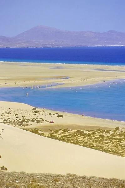 Sandy dunes, coastline and Peninsula de Gandia, Fuerteventura, Canary Islands