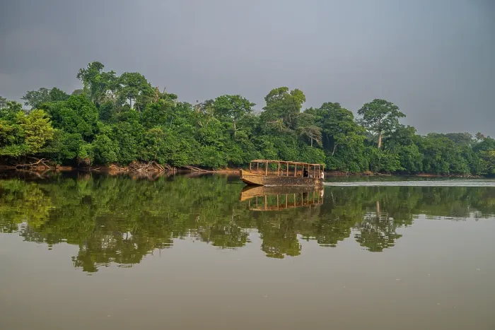 Framed Print : Sangha River in the Trinational Lobeke National Park, Republic of Congo