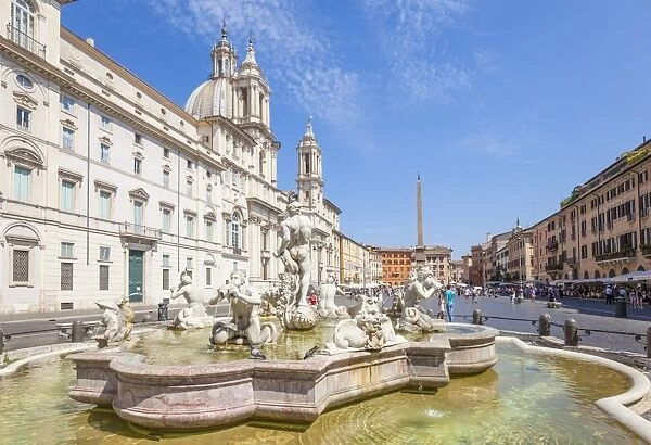 Sant Agnese in Agone church and the Fontana del Moro in the Piazza Navona, Rome, Lazio