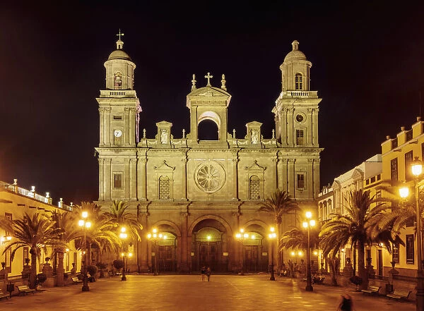 Santa Ana Cathedral at night, Plaza de Santa Ana, Las Palmas de Gran Canaria