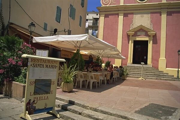 Santa Maria outdoor restaurant, Calvi, Balagne region, Corsica, France, Europe