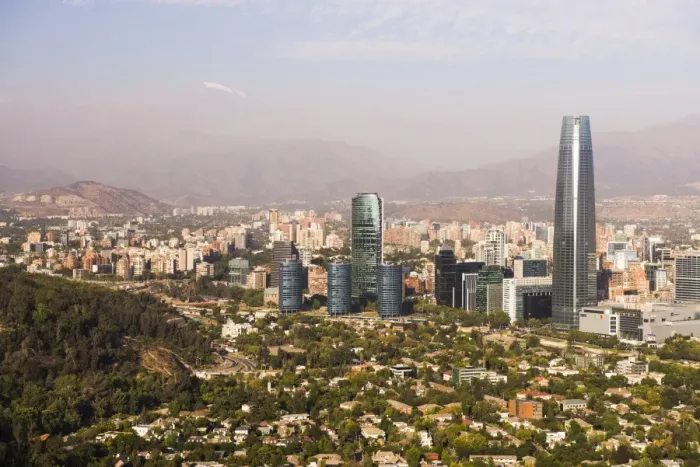Framed Print : Santiago and Gran Torre Central, seen from San Cristobal Hill (Cerro San Cristobal)